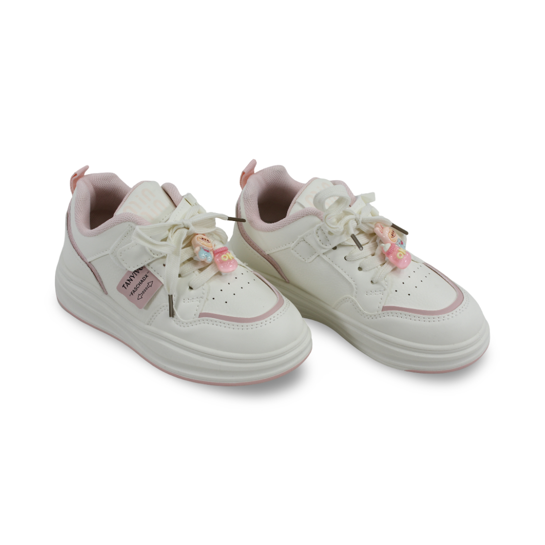 Girls Leather Sneakers – Pink & White - Clothing - Cherries