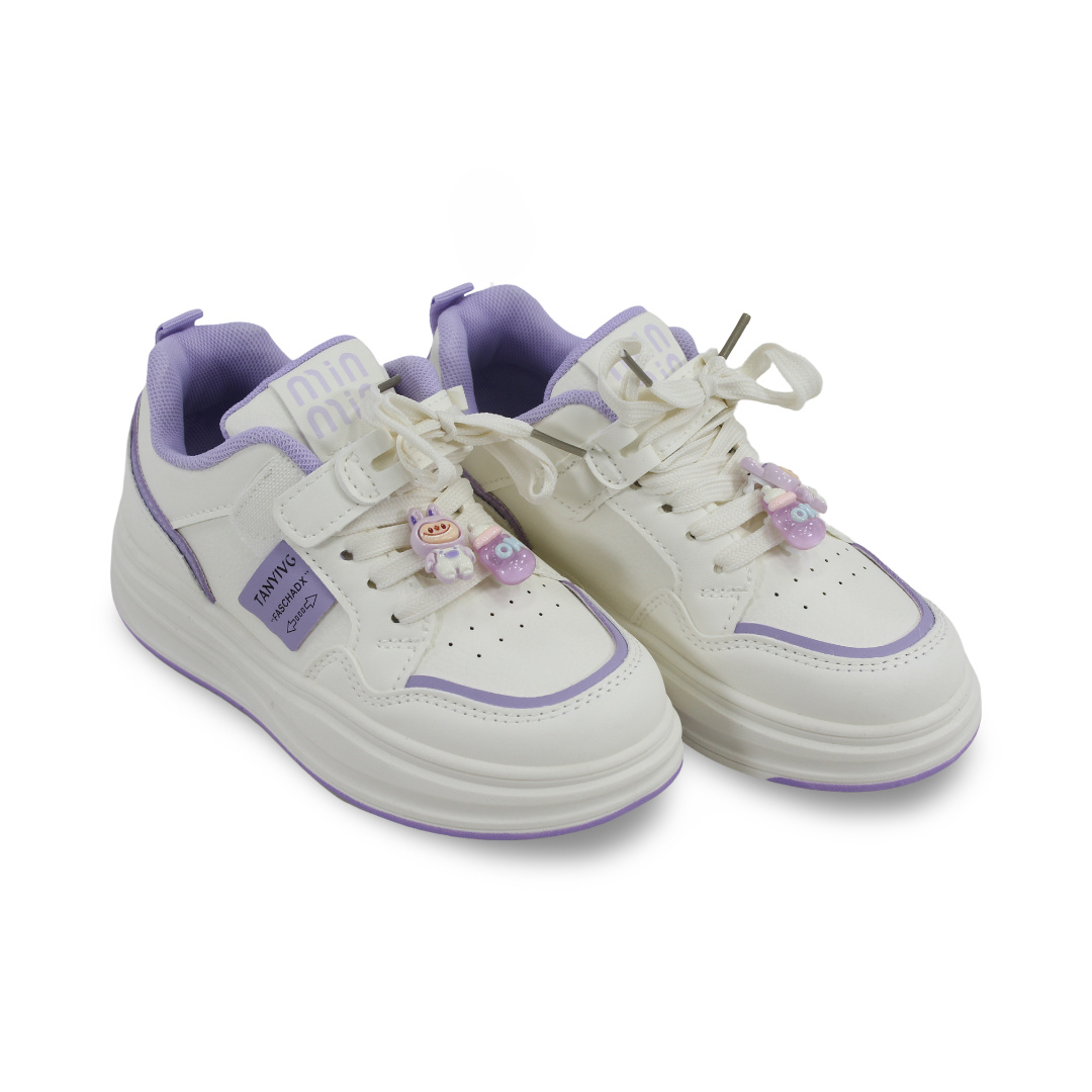 Girls Leather Sneakers – Purple & White - Clothing - Cherries