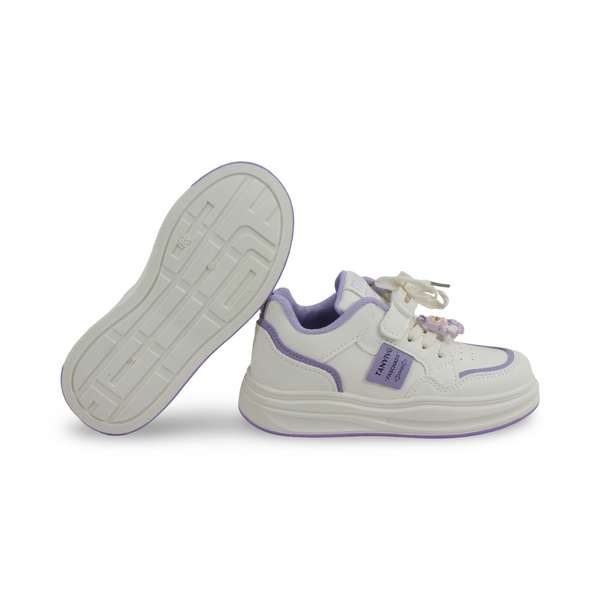 Girls Leather Sneakers – Purple & White