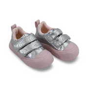 Baby Girls Leather Sneakers – Silver Panda