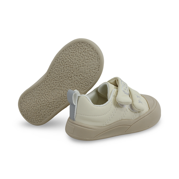 Baby Girls Leather Sneakers – Beige Panda