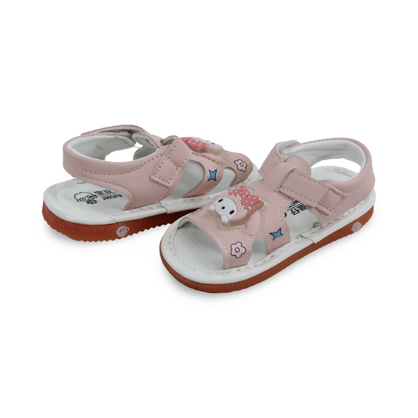 Baby Girls Leather Sandal – Pink with Kuromi Design