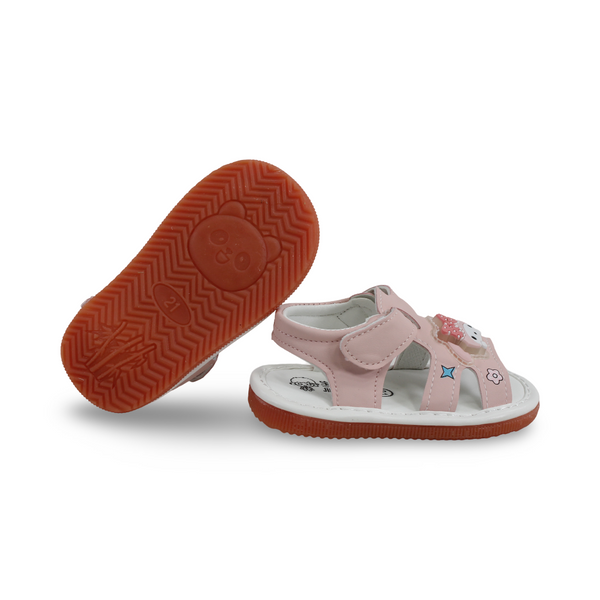 Baby Girls Leather Sandal – Pink with Kuromi Design