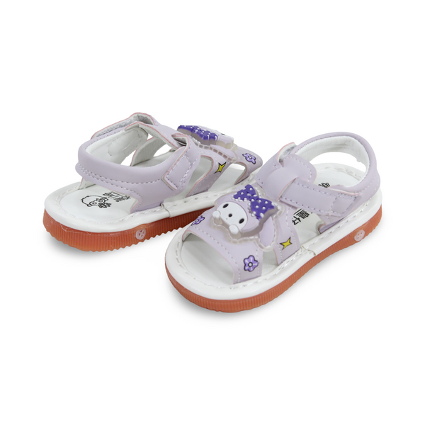 Baby Girls Leather Sandal – Purple with Kuromi Design