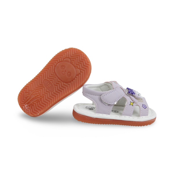 Baby Girls Leather Sandal – Purple with Kuromi Design