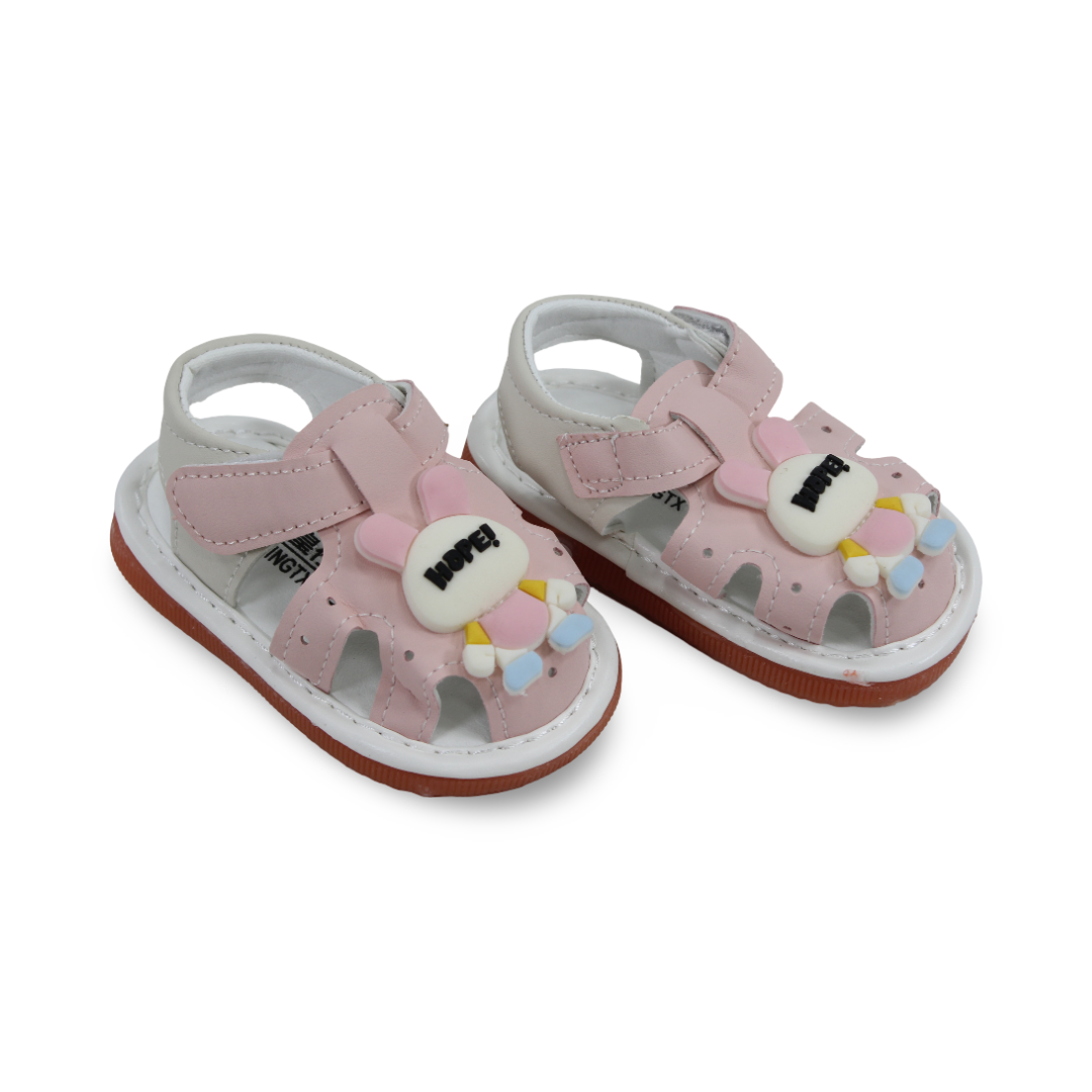 Baby Girls Leather Sandal – Pink with "HAPE!" Design - Clothing - Cherries