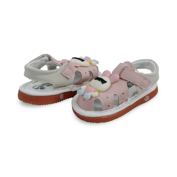 Baby Girls Leather Sandal – Pink with "HAPE!" Design