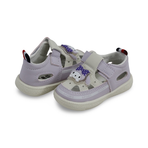Baby Girls Leather Sandal – Purple with Kuromi Design