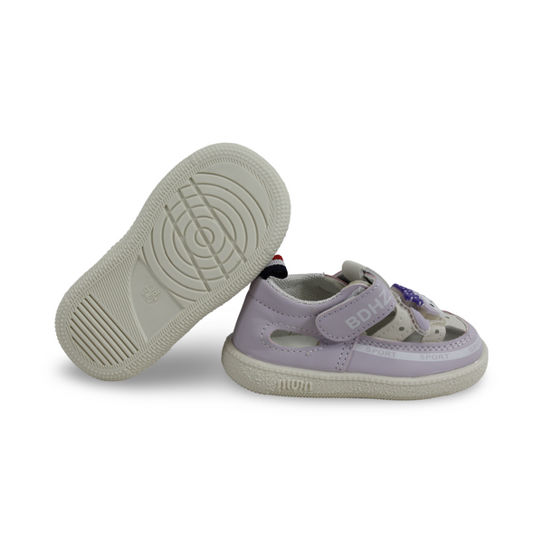 Baby Girls Leather Sandal – Purple with Kuromi Design