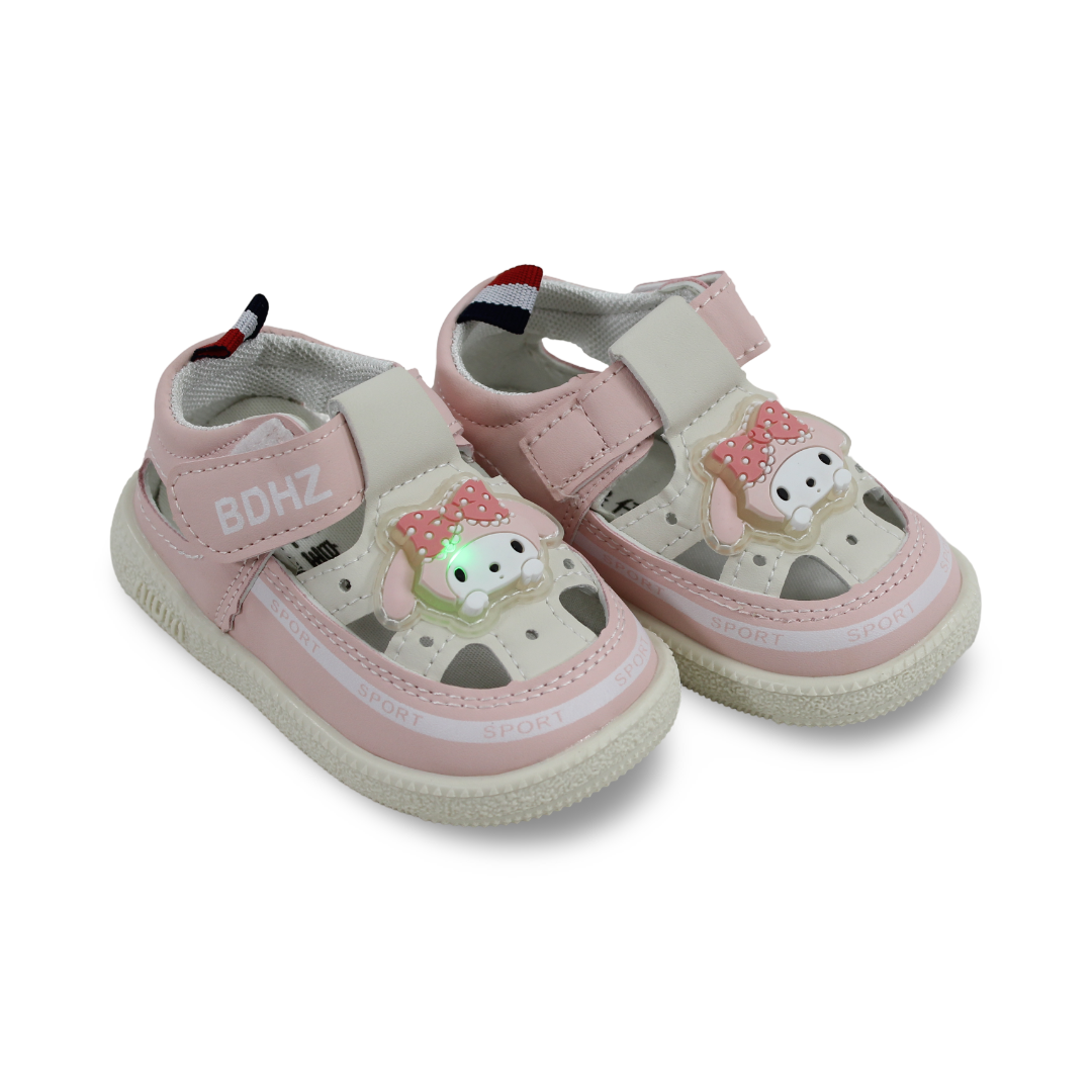 Baby Girls Leather Sandal – Pink with Kuromi Design