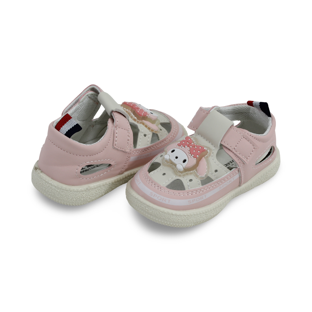 Baby Girls Leather Sandal – Pink with Kuromi Design