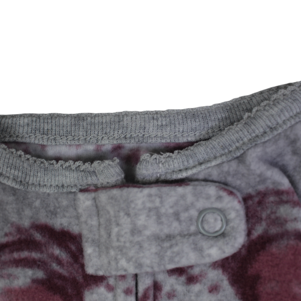 Baby Boys Fleeced Baby Footie – Grey with Koala Embroidery