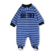Baby Boys Fleeced Baby Footie – Baby Blue with “Little Brother” Embroidery