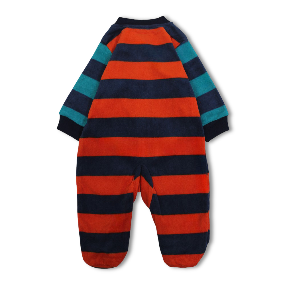 Baby Boys Fleeced Baby Footie – Orange with Seal Embroidery