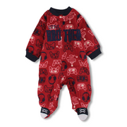 Baby Boys Fleeced Baby Footie – Red with Gaming Design