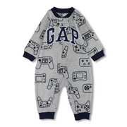 Baby Boys Fleeced Footless Onesie – Grey with Gaming Design