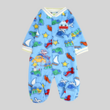 Colorful Vehicles Long-Sleeved Baby Footie