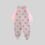 Pink Dots Long-Sleeved Baby Footie