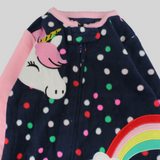 Rainbow & Unicorn Colored Dots Long-Sleeved Baby Footie