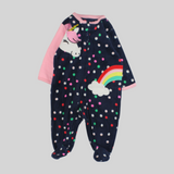 Rainbow & Unicorn Colored Dots Long-Sleeved Baby Footie