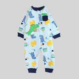 Colorful Dinos Long-Sleeved Footless Onesie