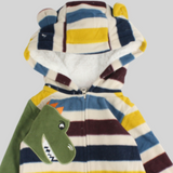 Colored Striped Long-Sleeved Hooded Footless Onesie