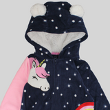 Unicorn & Rainbow Dotted Long-Sleeved Hooded Footless Onesie