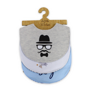 Pack of 3 –  Baby Cotton Bibs "Man's Face" Design