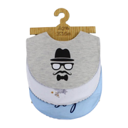 Pack of 3 –  Baby Cotton Bibs "Man's Face" Design