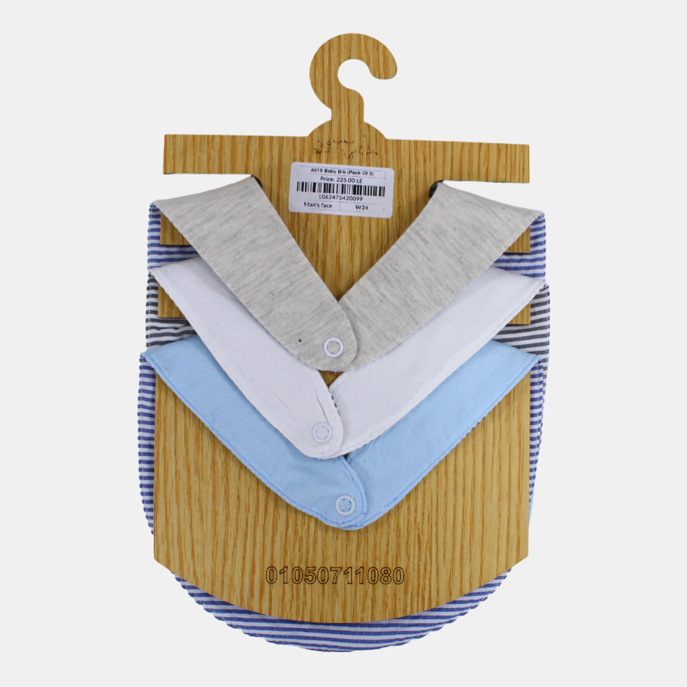 Baby Cotton Bibs – Pack of 3 – "Man's Face" Design