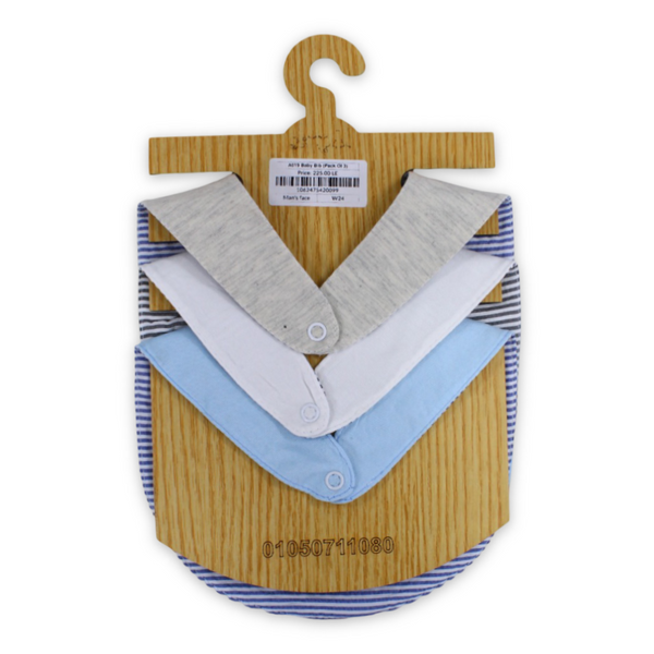 Pack of 3 –  Baby Cotton Bibs "Man's Face" Design