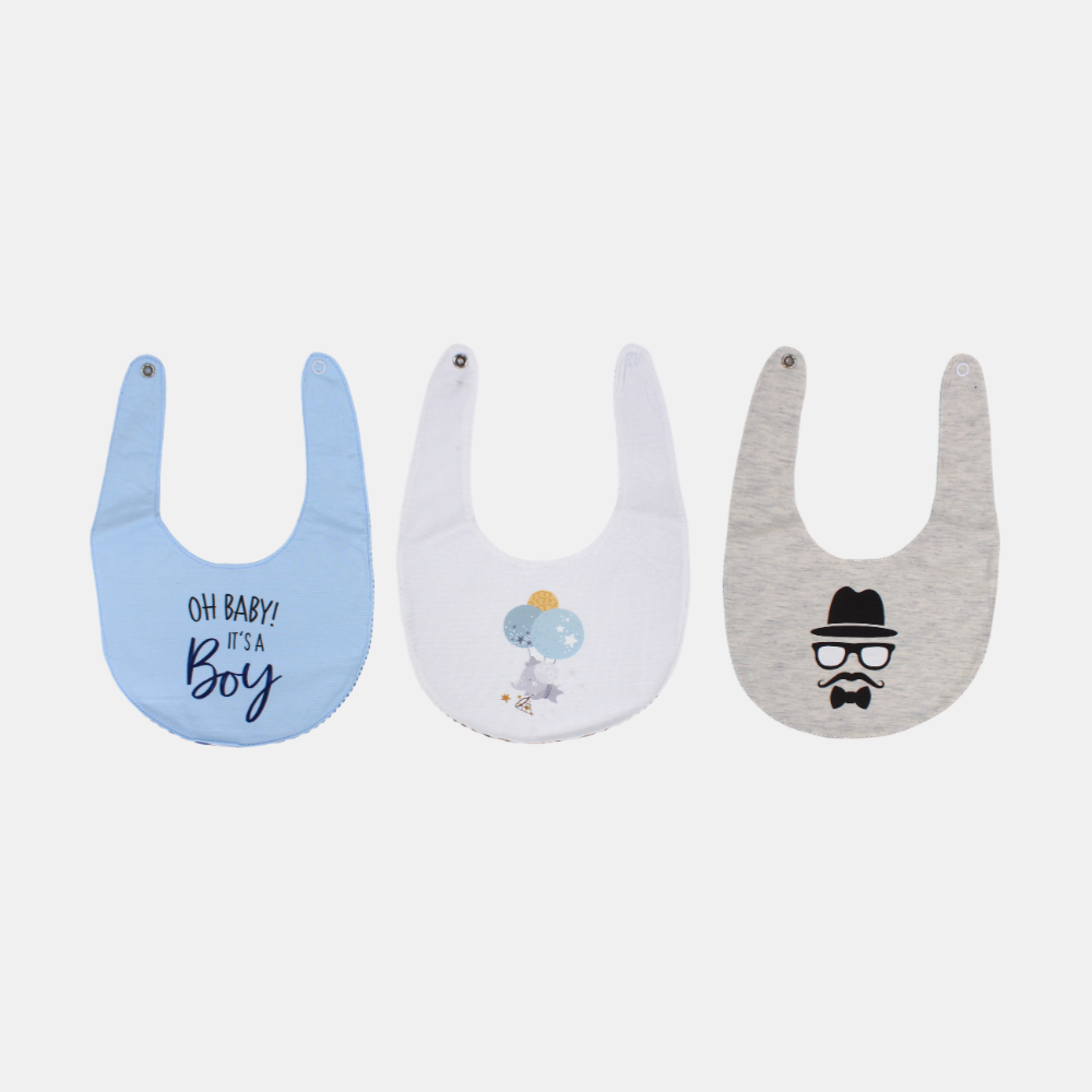 Baby Cotton Bibs – Pack of 3 – "Man's Face" Design