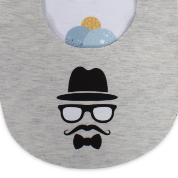 Pack of 3 –  Baby Cotton Bibs "Man's Face" Design