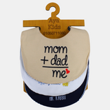 Baby Cotton Bibs – Pack of 3 – "Mom + Dad = Me" Design