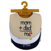 Pack of 3 – Baby Cotton Bibs "Mom + Dad = Me" Design