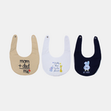 Baby Cotton Bibs – Pack of 3 – "Mom + Dad = Me" Design