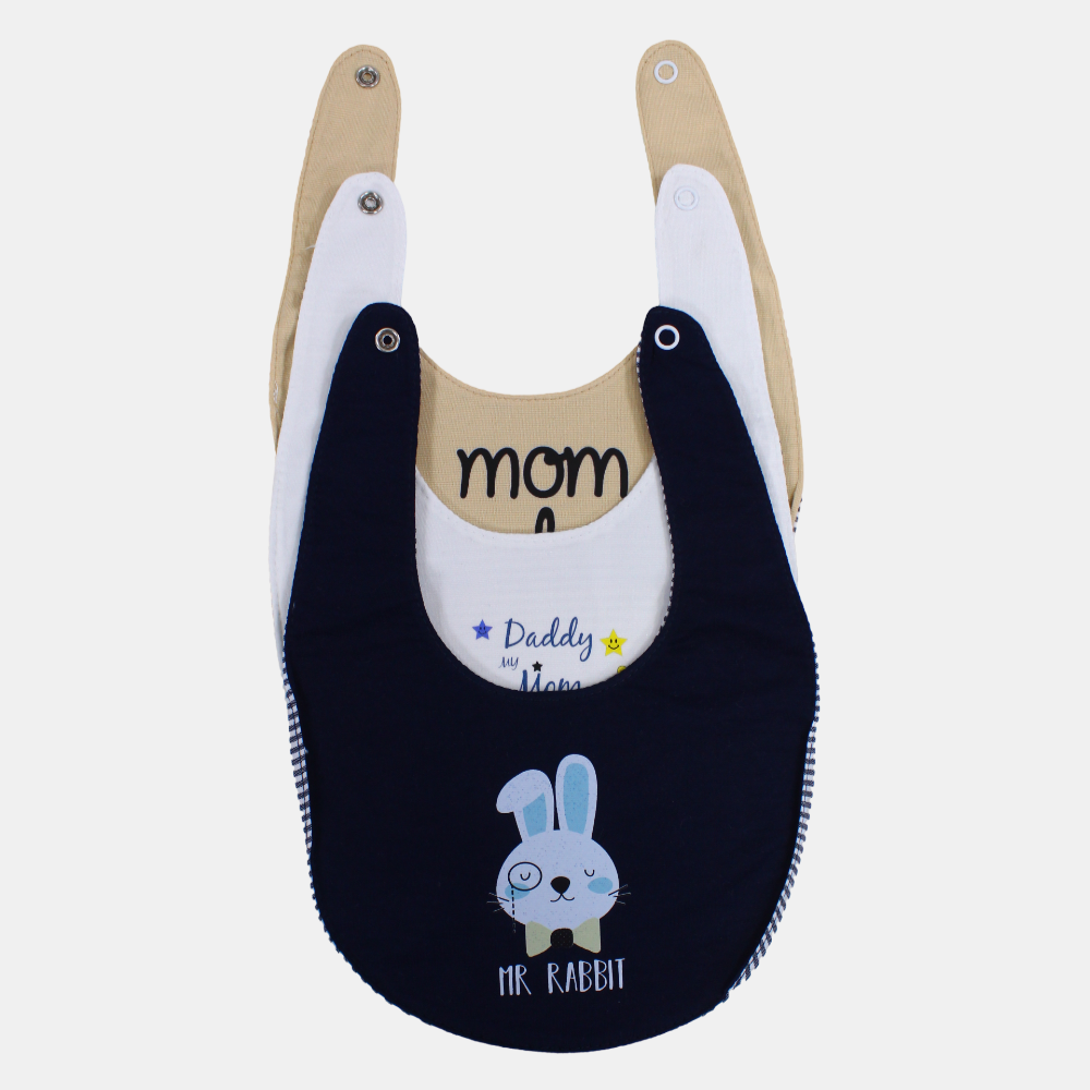 Baby Cotton Bibs Pack of 3 – "Mom + Dad = Me" Design