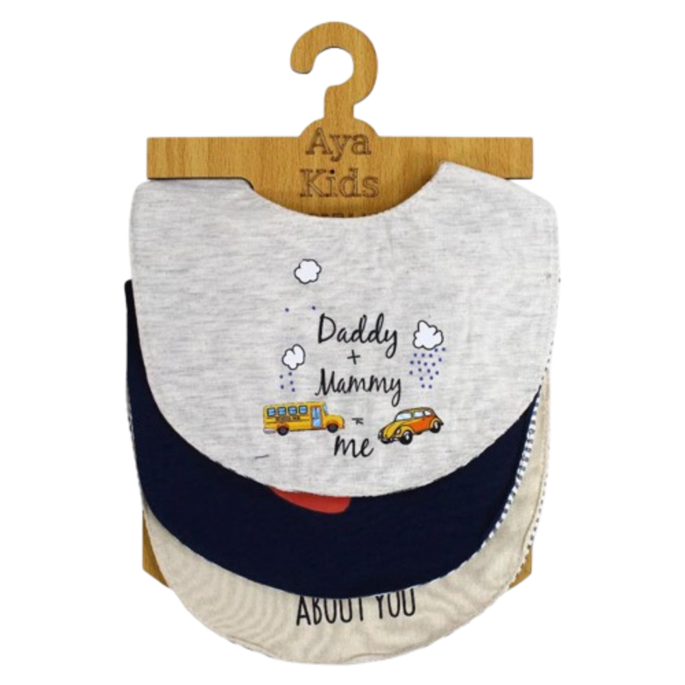 Pack of 3 – Cotton Bibs Daddy & Mommy