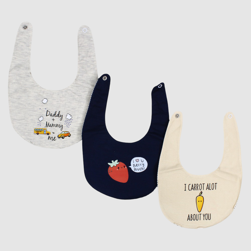 Cotton Bibs – Daddy & Mommy (Pack of 3)