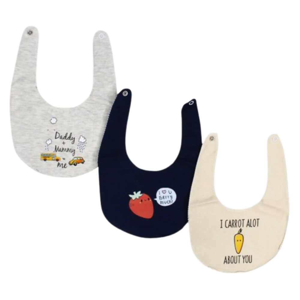 Pack of 3 – Cotton Bibs Daddy & Mommy