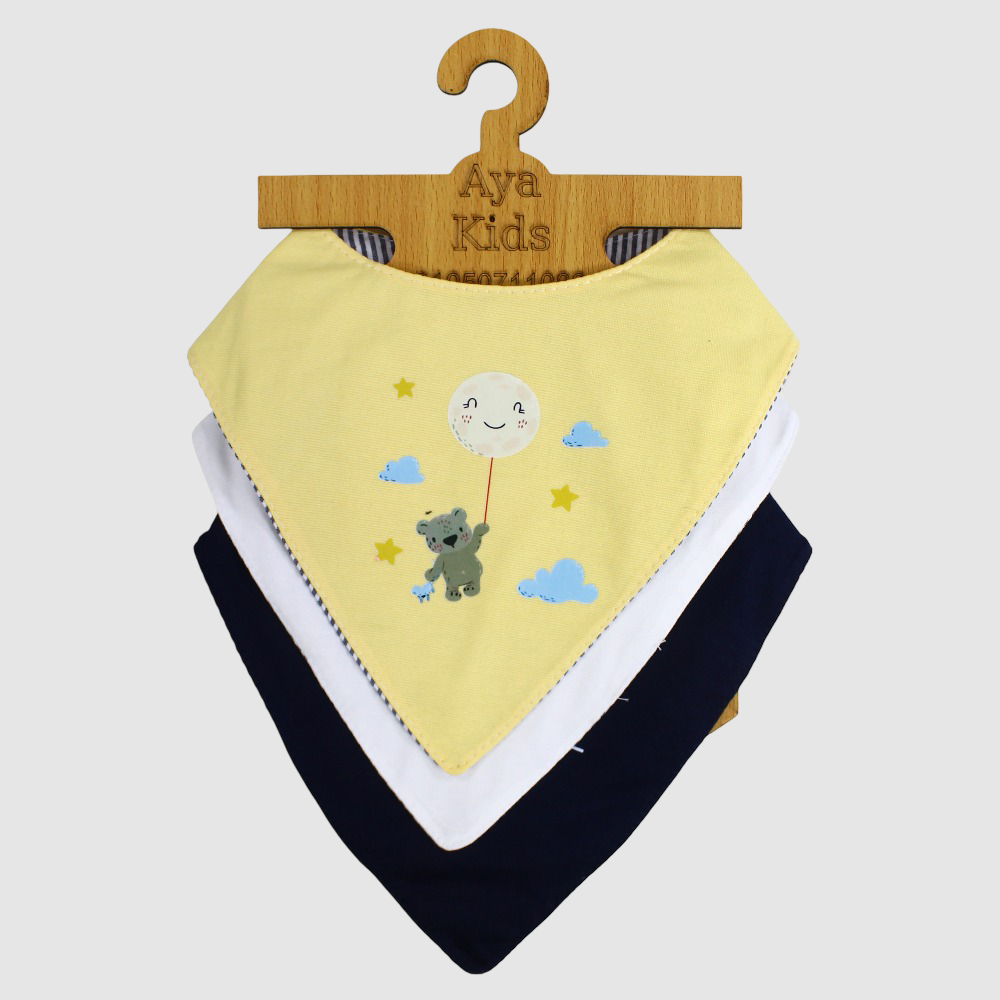 Cotton Bibs – Bear and Cloud Design (Pack of 3)