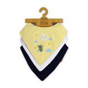 Cotton Baby Bib with Bear and Cloud Print – (Pack Of 3)