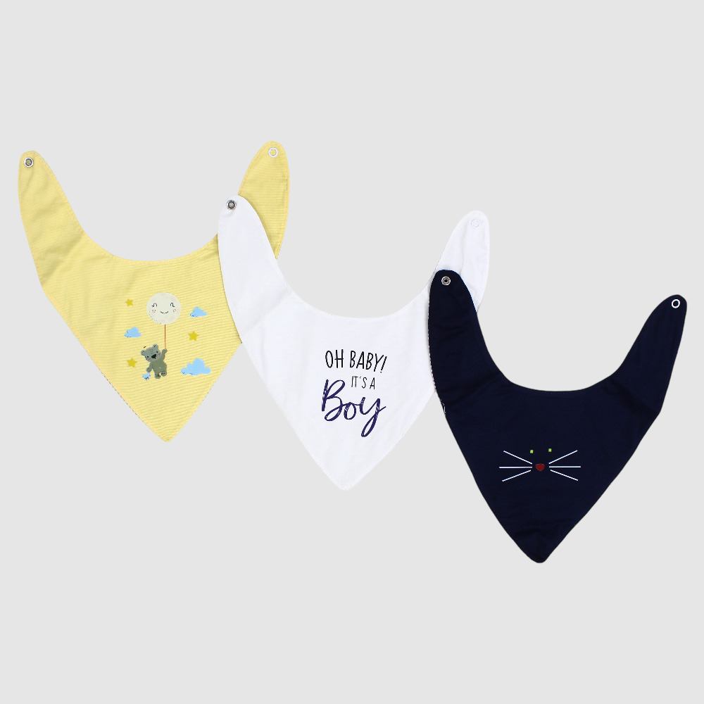 Cotton Bibs – Bear and Cloud Design (Pack of 3)