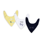 Cotton Baby Bib with Bear and Cloud Print – (Pack Of 3)