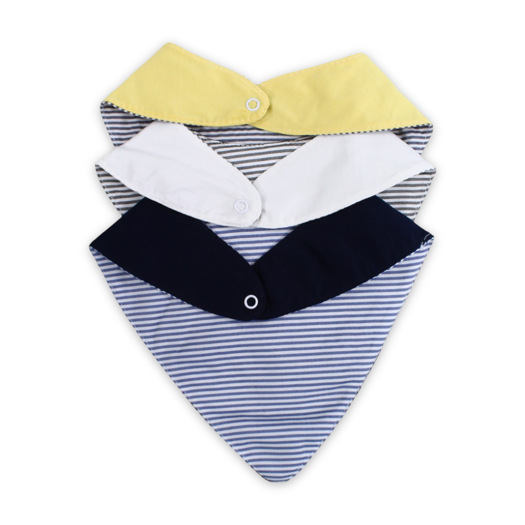 Cotton Baby Bib with Bear and Cloud Print – (Pack Of 3)