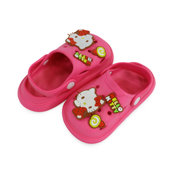 Baby Girls Rubber Crocs – Fuchsia with Hello Kitty Design
