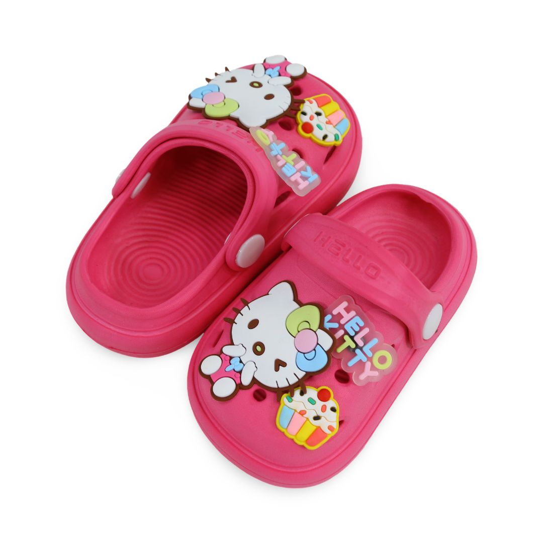 Baby Girls Rubber Crocs – Fuchsia with Hello Kitty Design