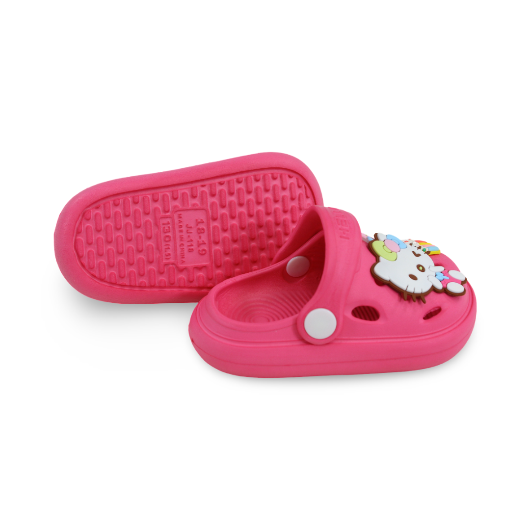 Baby Girls Rubber Crocs – Fuchsia with Hello Kitty Design