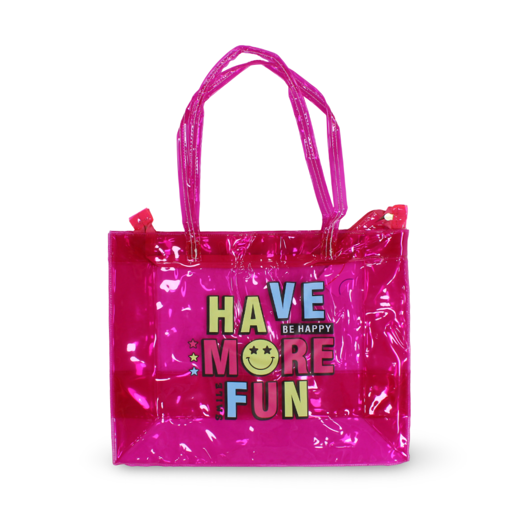 Summer Beach Bag – Fuchsia with "Have More Fun" Design