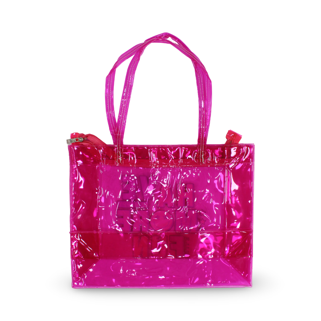 Summer Beach Bag – Fuchsia with "Have More Fun" Design